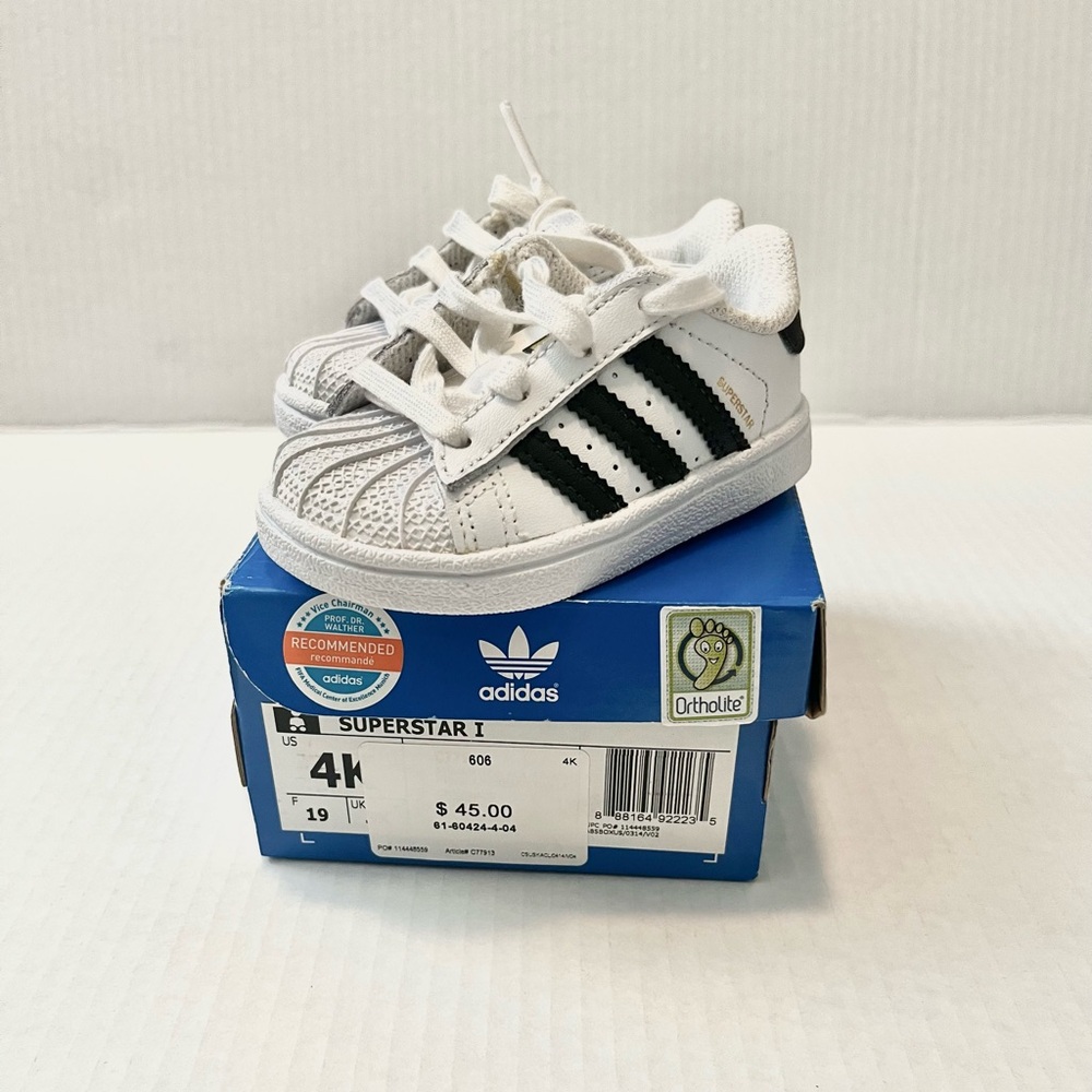Adidas Kids Superstar White with Black Stripes Sneakers